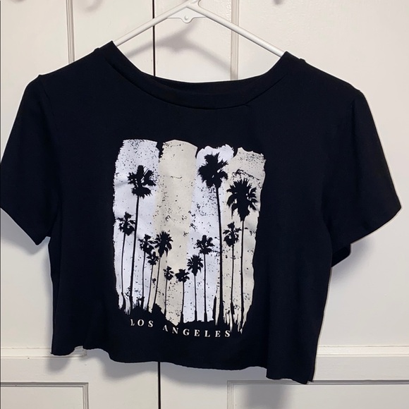 Windsor Tops - Windsor Medium Black Los Angeles Graphic Tee Crop Top